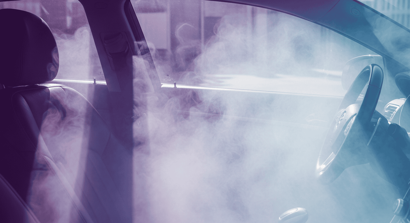 Thick smoke filling an enclosed space to demonstrate the concept of Hotboxing.
