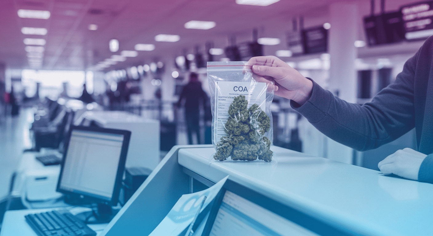 Suitcase with hemp products for Flying with Hemp travel.