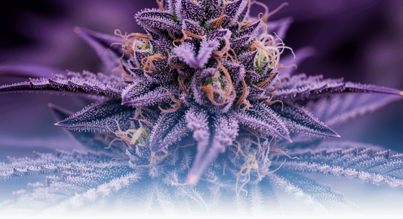 Extremely resinous buds of the Glitter Bomb Strain that sparkle under bright light.