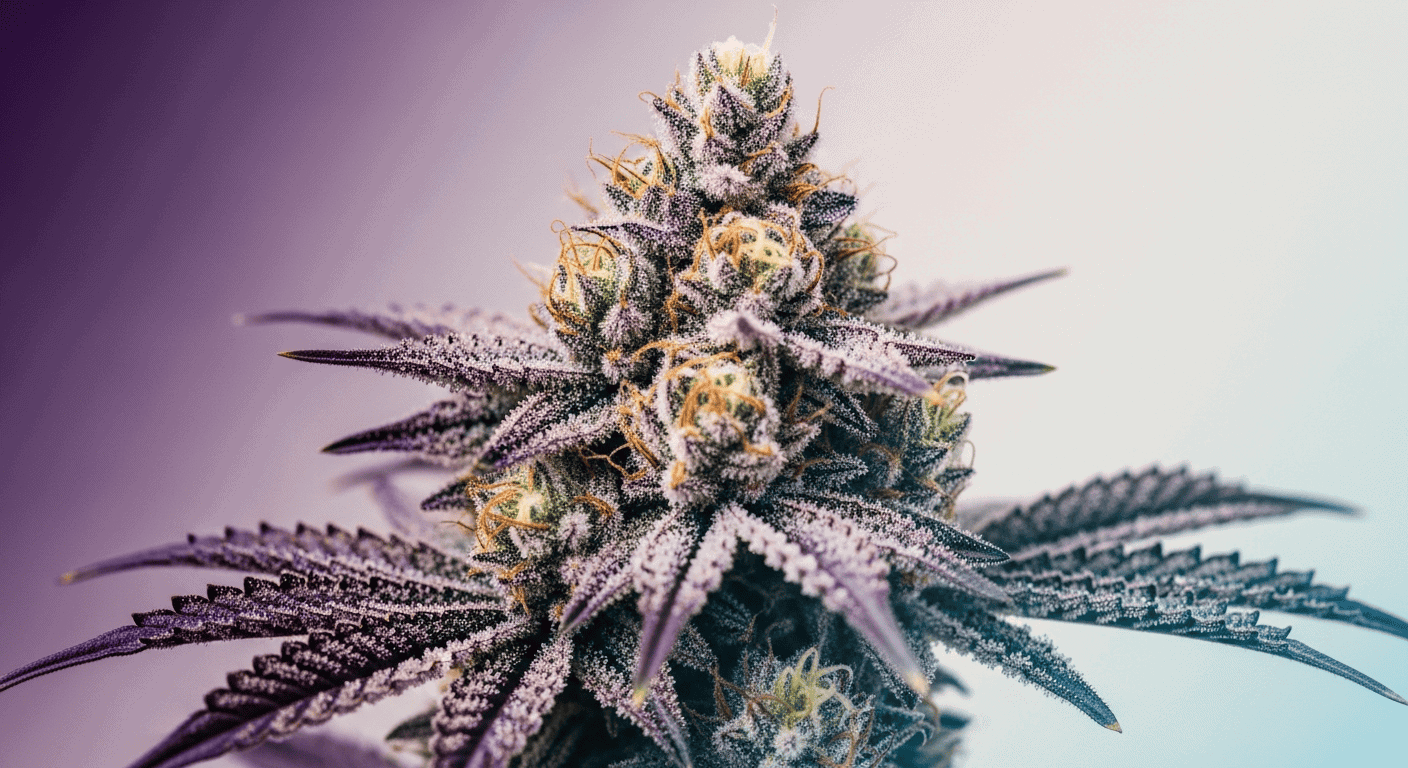 The frosty, purple-tinted buds of the popular Ice Cream Cake Strain.