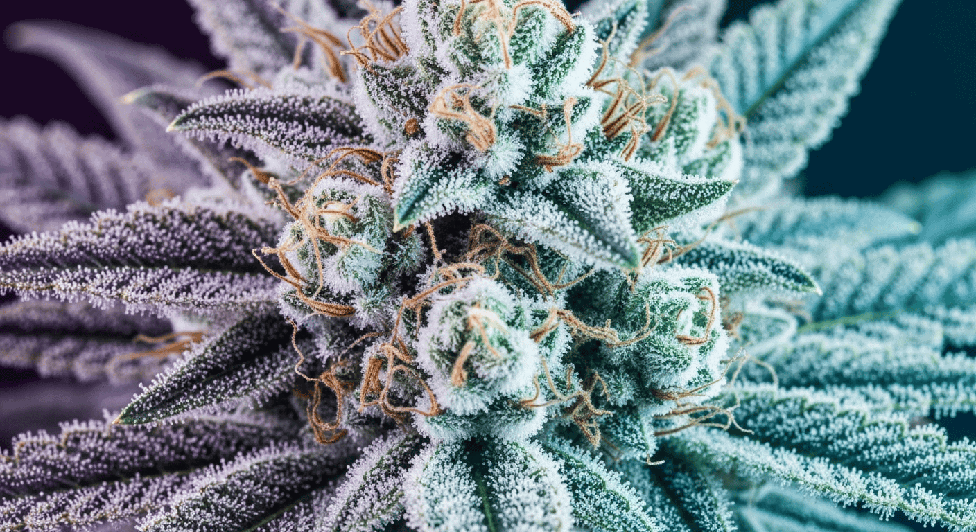 Perfectly structured and frosty white buds of the legendary MAC-1 Strain.