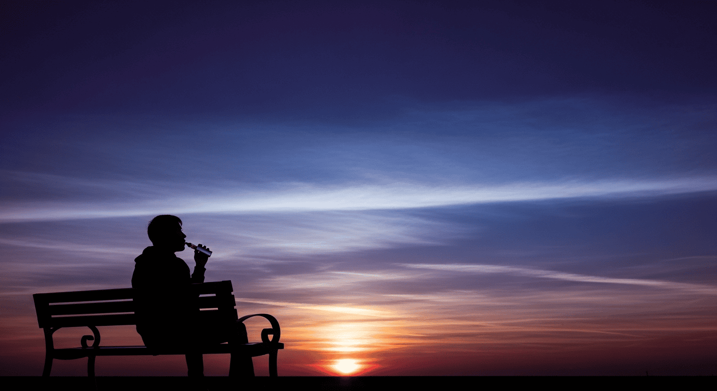 Person practicing Public Smoking discretion by vaping in a park.