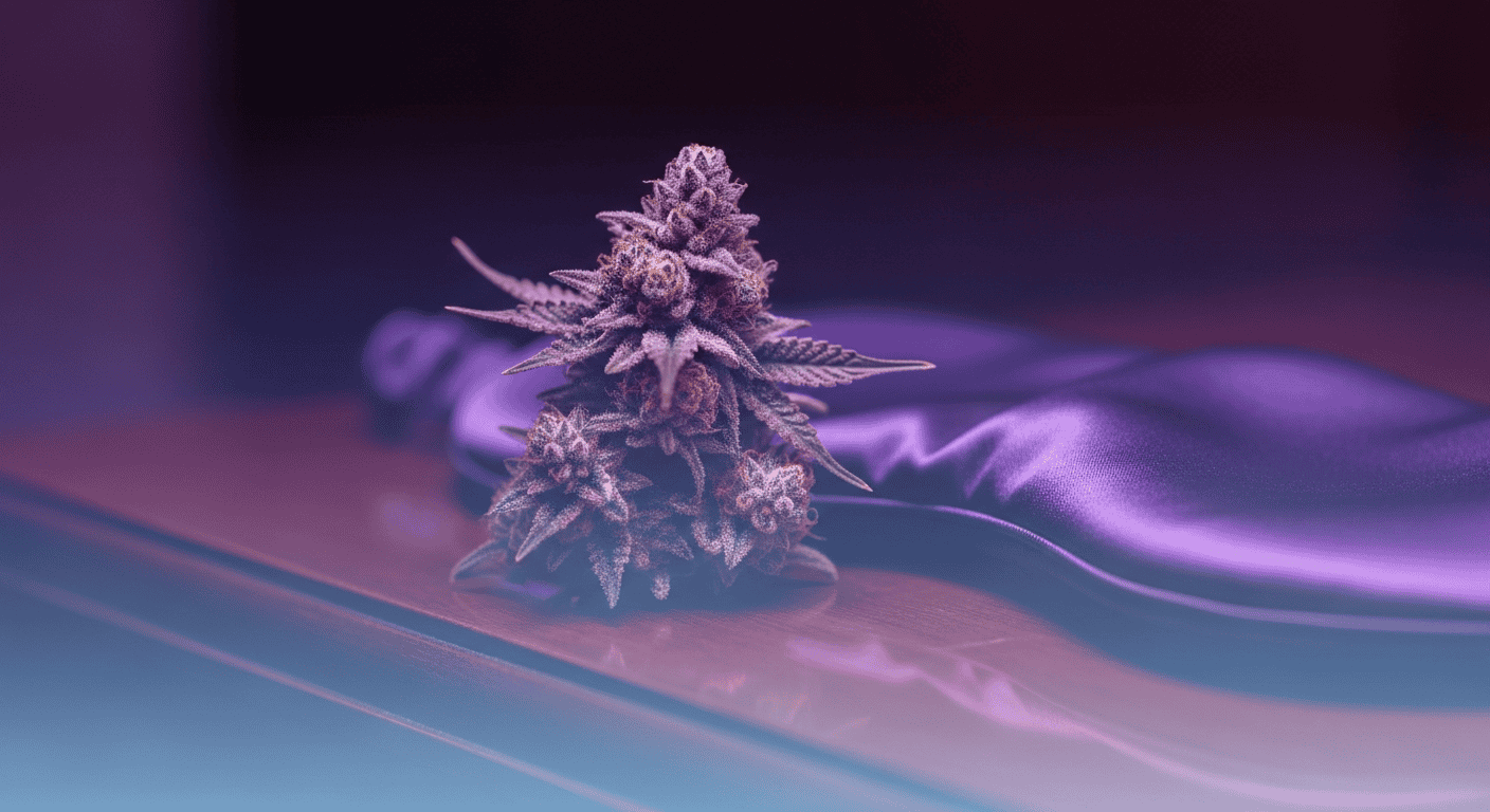 The grape-scented and dark violet buds of the Purple Punch Strain.