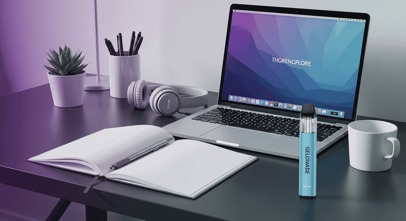 A focused study environment with books and a vape pen for someone Studying on Weed.