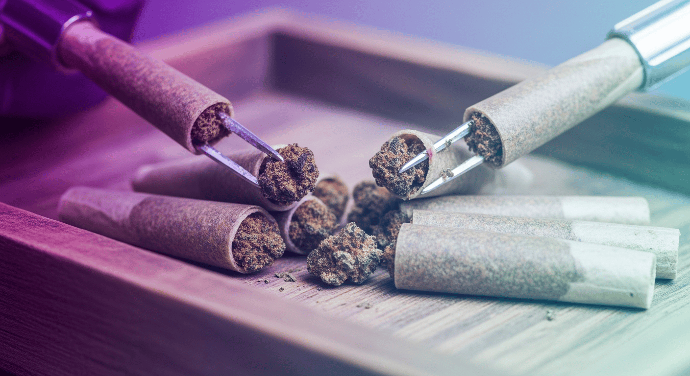 A collection of the ends of joints saved as Roach Weed for later use.