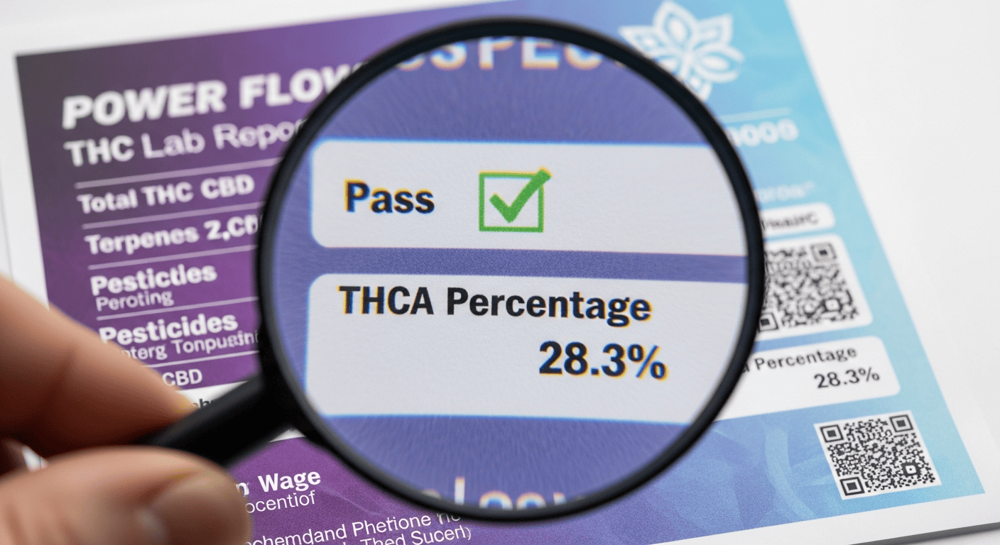 A Certificate of Analysis (COA) document proving the quality of Lab Tested Weed.