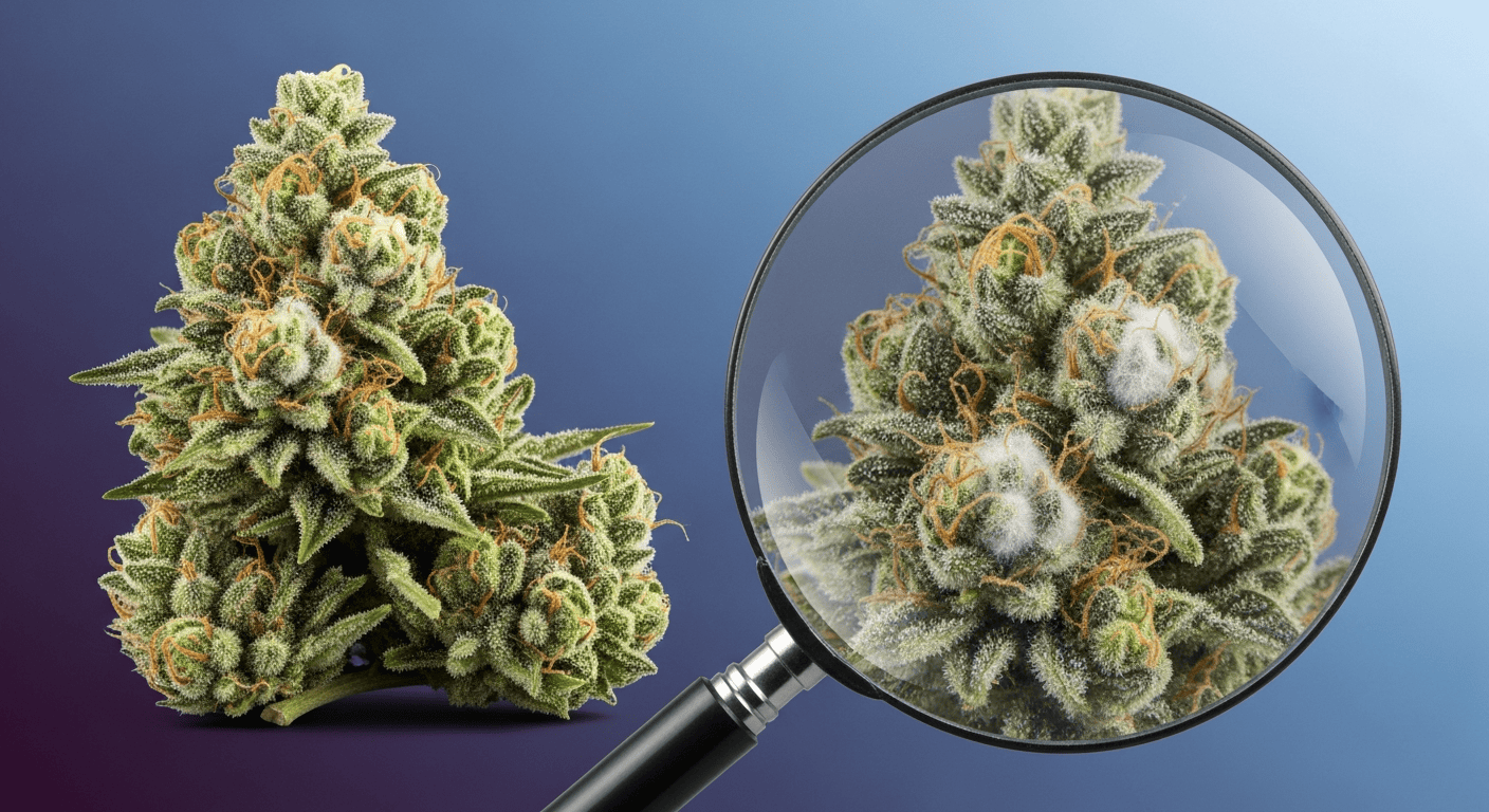 A microscopic look at the grey fuzz associated with dangerous Moldy Weed.