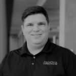 Portrait of John P. from Reality Capture Experts in black and white.