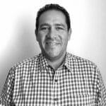 Portrait of Rafael M. from Reality Capture Experts in black and white.