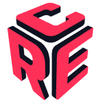 3D cube logo with 'RE' initials in red and black colors.