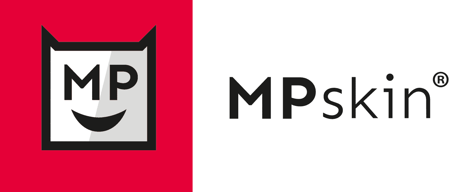 MPSkin logo with a smiling face inside a shield shape.