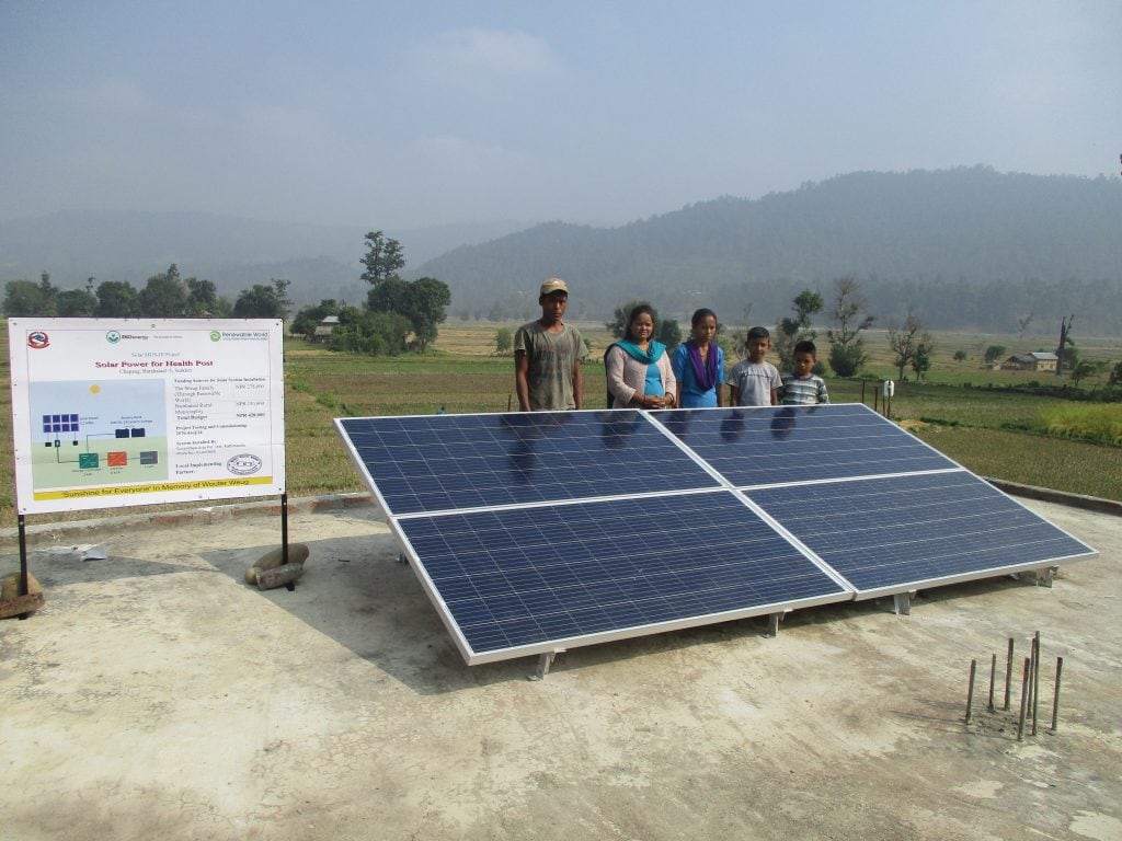 Solar panels on the roof of the health post