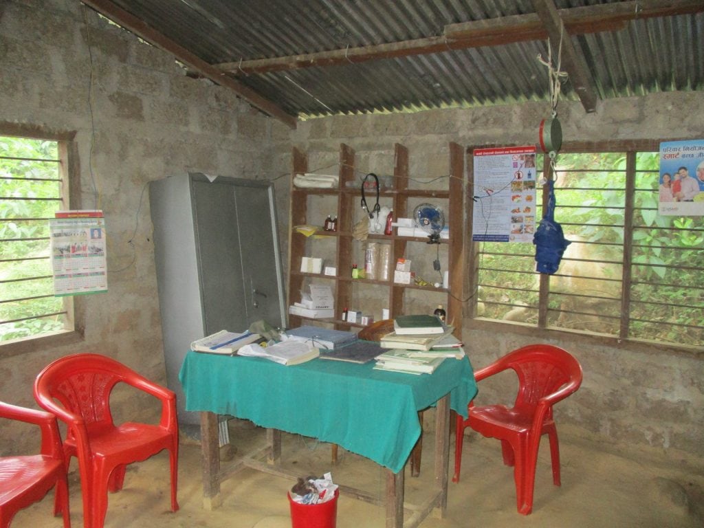 The basic local health post in Surkhet with limited health supplies and information. 