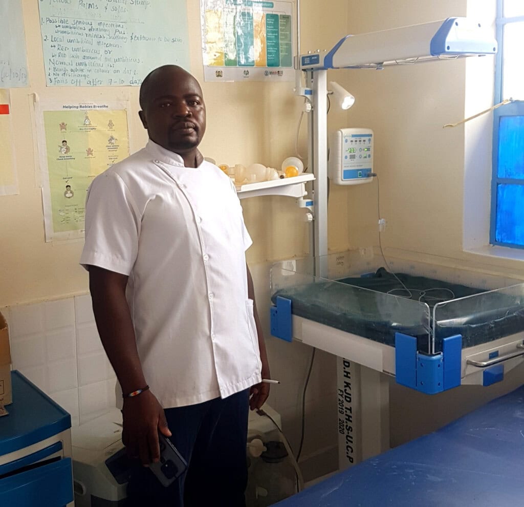 Nurse Wesley Angima in the new maternity Maternity suite.