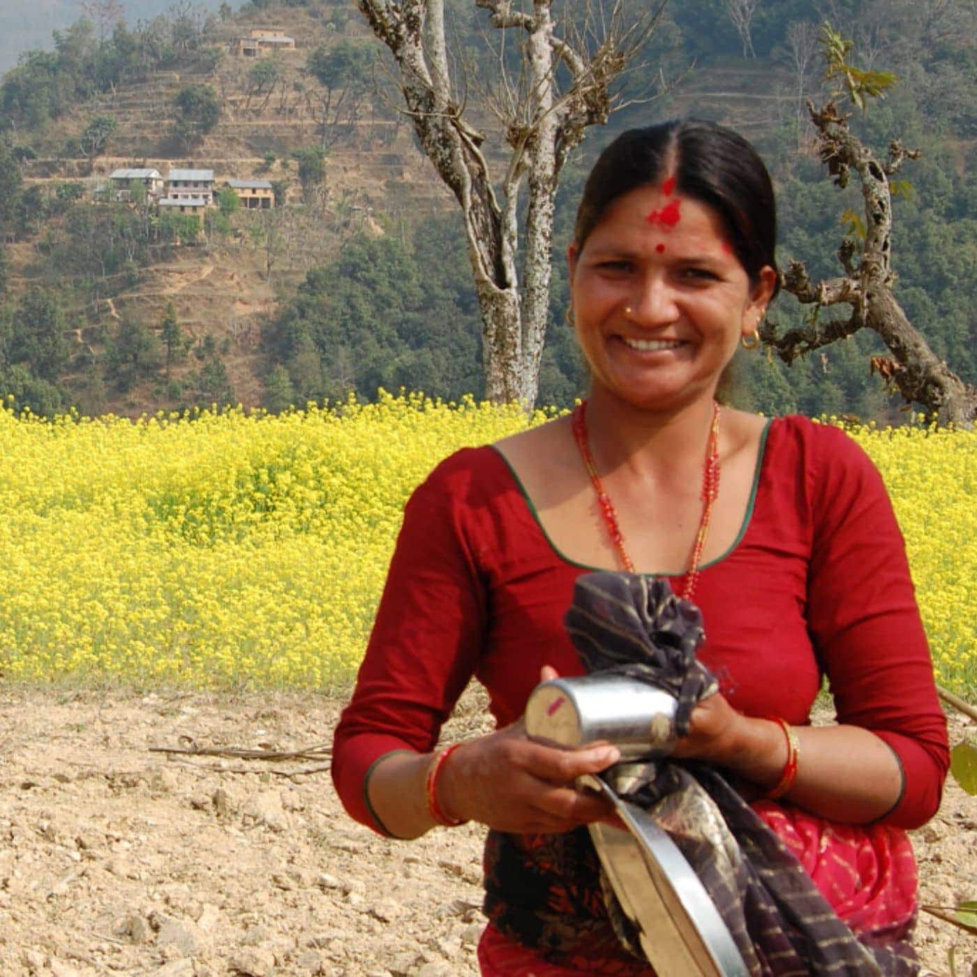 Nepal woman smiling.