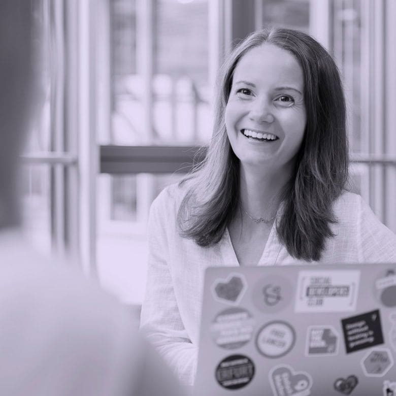 Stefanie and another person in an animated discussion