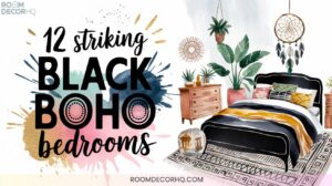 9 12 Striking Black Boho Bedroom Themes For Bold Statements2