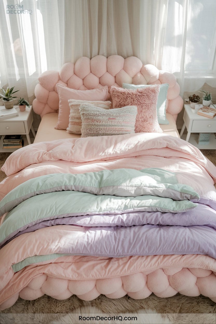 11 Fluffy Comforters In Pastel Hues