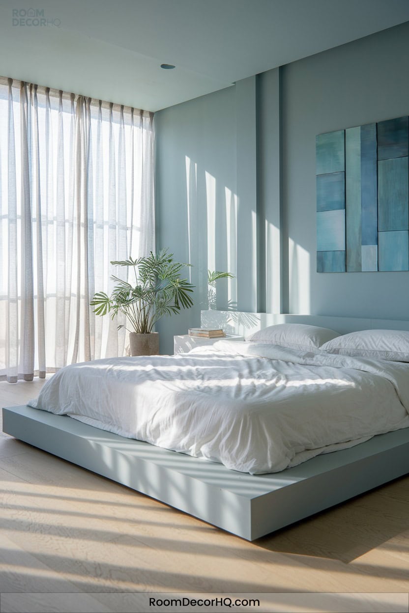 14 Minimalist Blue Bedroom Design