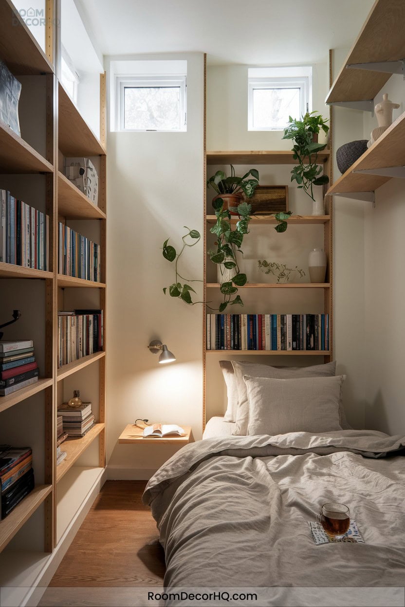 15 Use Tall Narrow Shelving To Maximize Vertical Space