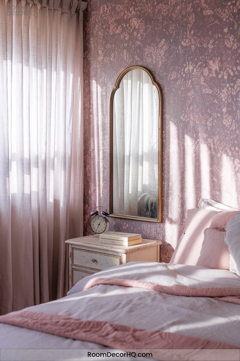 2 Elevating Spaces With Patterned Pink Wallpaper