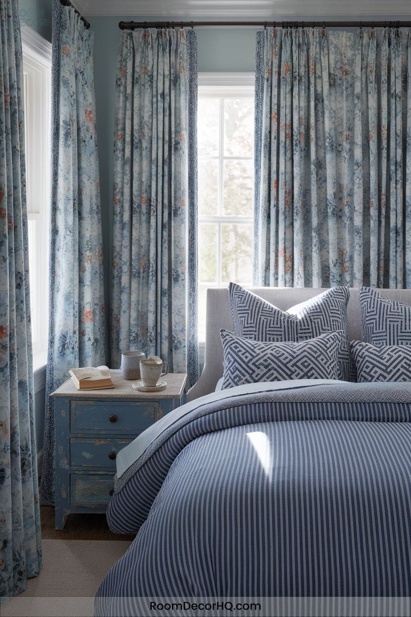 6 Mixing Patterns With Blue Textiles