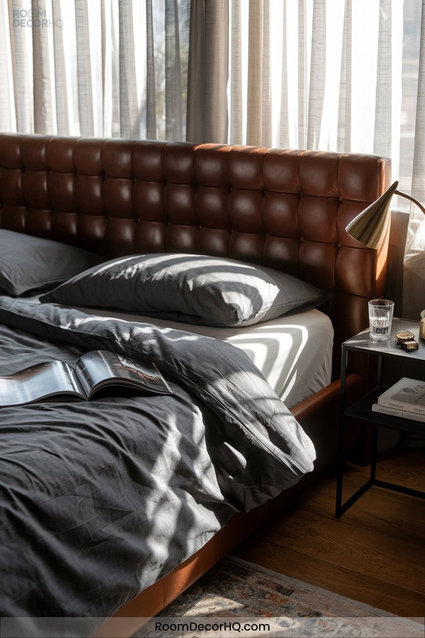 7 Add Texture With Leather Upholstered Headboards