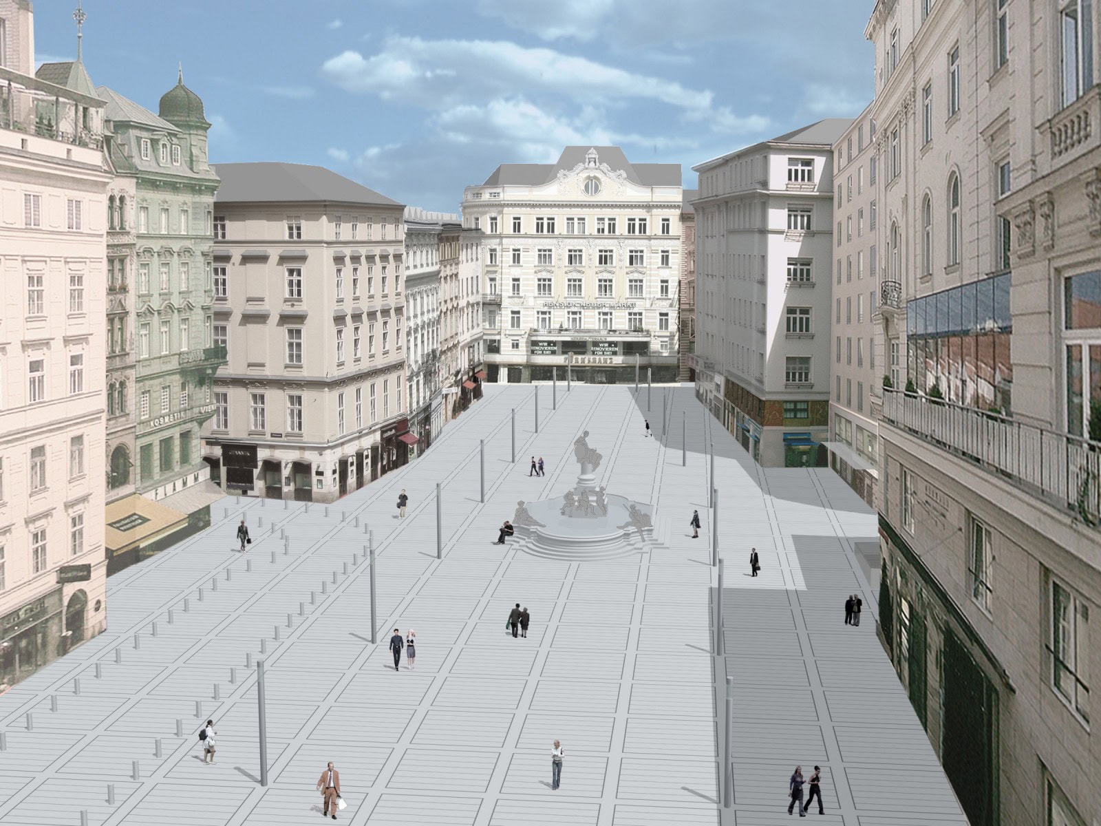 © RUNSER / PRANTL architekten, Neuer Markt Oberflächengestaltung, 1010 Wien, Österreich, Wettbewerb, 2003, Platzgestaltung