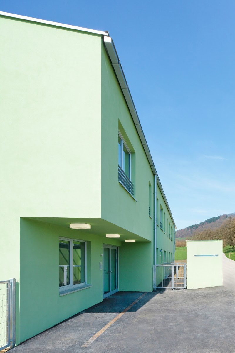 <p>© RUNSER / PRANTL architekten, Niedrigstenergie Wohnhaus für Menschen mit Behinderungen, 3204 Kirchberg/Pielach, Niederösterreich, Österreich, 2013, Wohnhaus, Betreutes Wohnen, Fotograf Rupert Steiner</p>