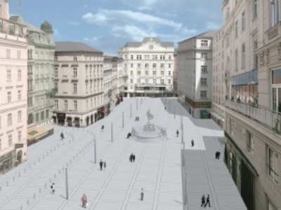 <p>© RUNSER / PRANTL architekten, Neuer Markt Oberflächengestaltung, 1010 Wien, Österreich, Wettbewerb, 2003, Platzgestaltung</p>
