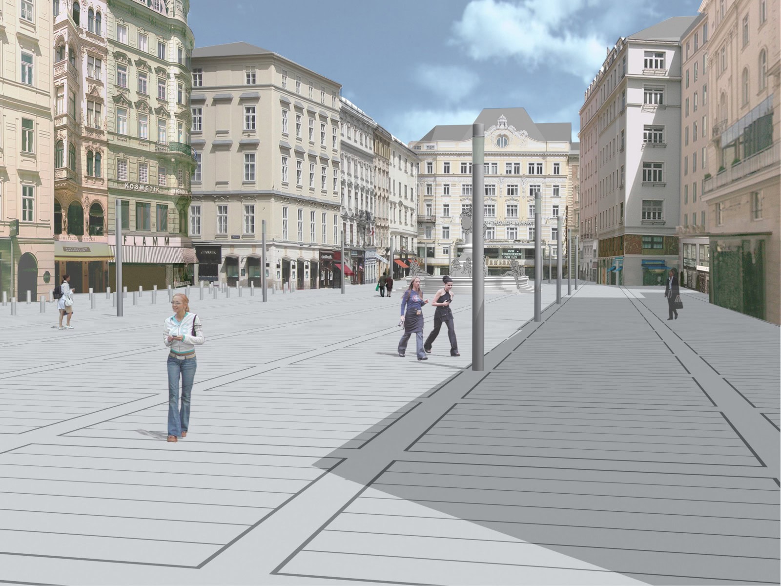 © RUNSER / PRANTL architekten, Neuer Markt Oberflächengestaltung, 1010 Wien, Österreich, Wettbewerb, 2003, Platzgestaltung