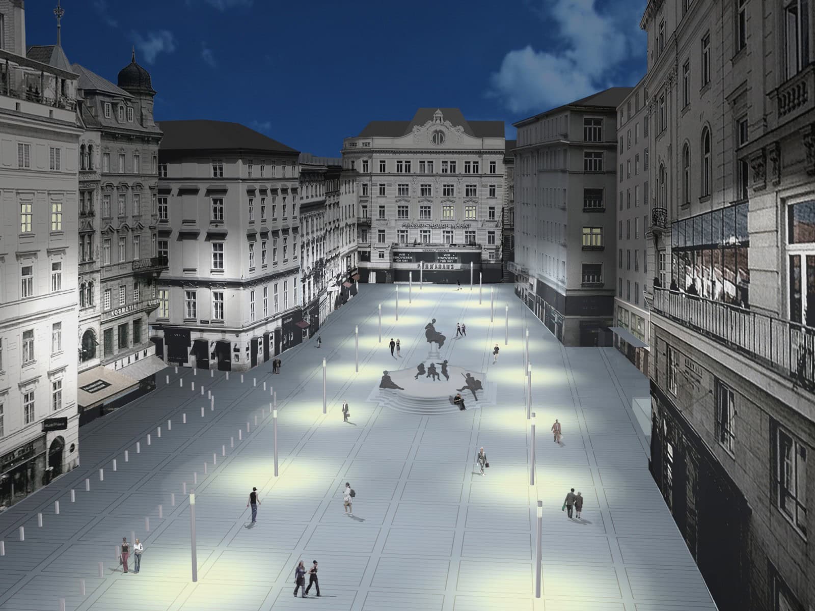 © RUNSER / PRANTL architekten, Neuer Markt Oberflächengestaltung, 1010 Wien, Österreich, Wettbewerb, 2003, Platzgestaltung