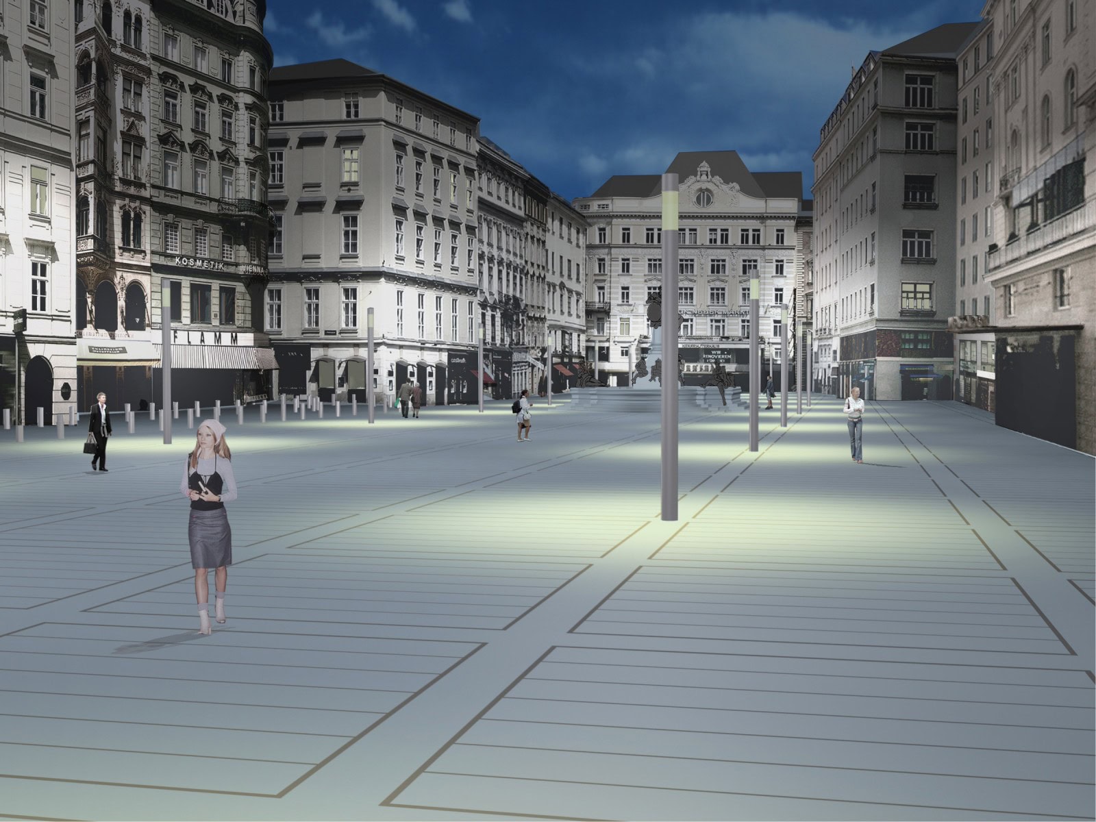 © RUNSER / PRANTL architekten, Neuer Markt Oberflächengestaltung, 1010 Wien, Österreich, Wettbewerb, 2003, Platzgestaltung