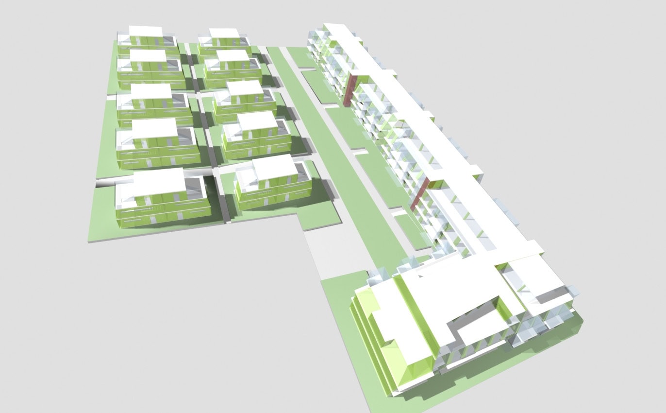 © RUNSER / PRANTL architekten, Passiv Wohnhausanlage - Neue Siedlerbewegung, 1220 Wien, Österreich, Bauträgerwettbewerb, 2006, Passiv Wohnhausanlage