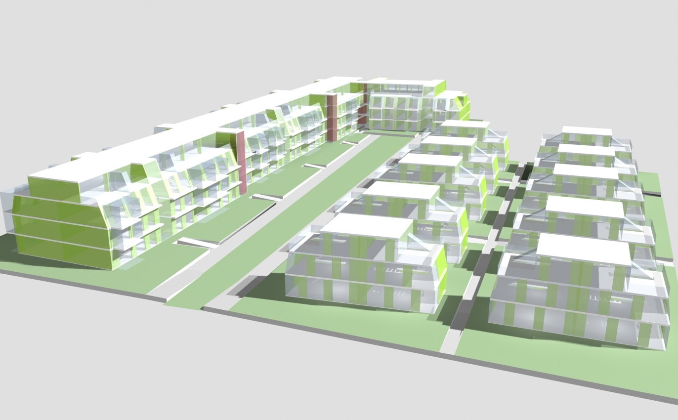 © RUNSER / PRANTL architekten, Passiv Wohnhausanlage - Neue Siedlerbewegung, 1220 Wien, Österreich, Bauträgerwettbewerb, 2006, Passiv Wohnhausanlage