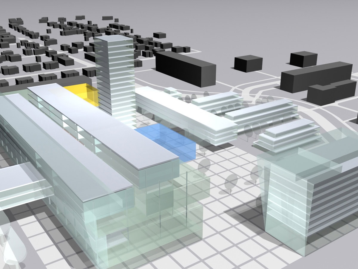 © RUNSER / PRANTL architekten, Harter Plateau Leonding Umgestaltung, 4060 Leonding, Oberösterreich, Österreich, Wettbewerb, 2003, Kaufpark, Bürohaus, Wohnhausanlage
