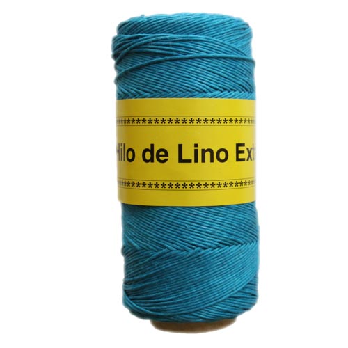 Bobina de hilo de lino turquesa