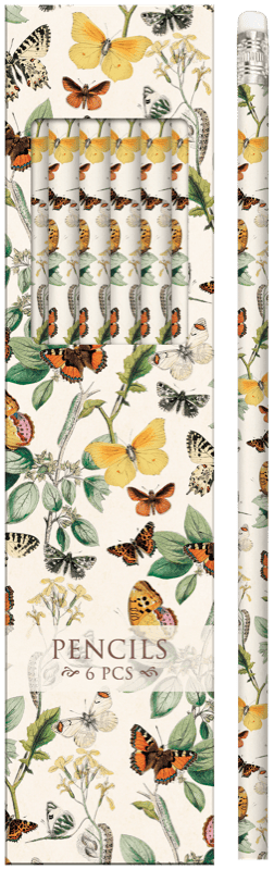 Set lápices con estampado de mariposas
