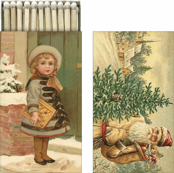 Cerillas Santa y niña Imagen de las cerillas con diseño Santa y niña