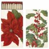 Imagen de caja de cerillas con dibujo de muérdago y poinsettia