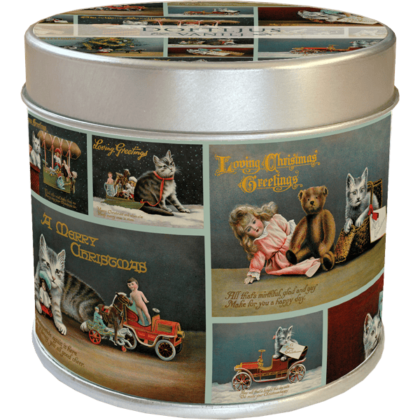 Vela gatitos Navidad Imagen vela perfumada en lata de gatitos en Naviadd