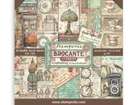 Imagen de la portada del bloc de Stamperia del modelo Brocante