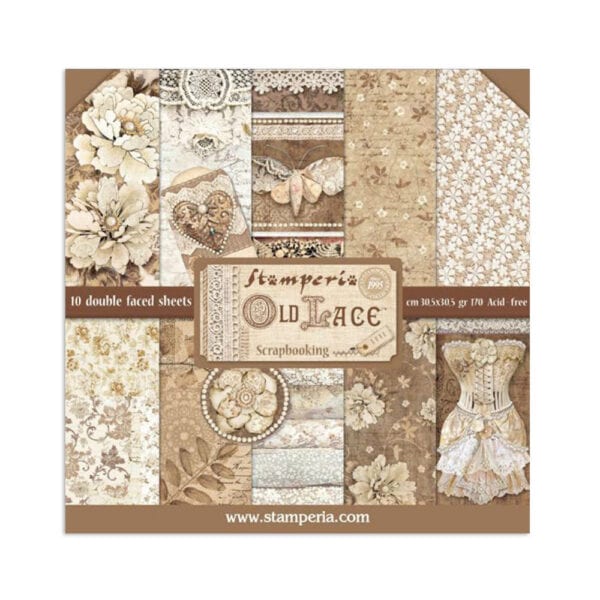Imagen de la portada del bloc de Stamperia del modelo Old Lace