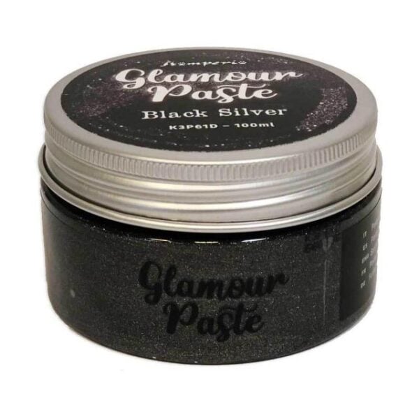 Imagen del bote de Glamour Paste de Stamperia plata-negro