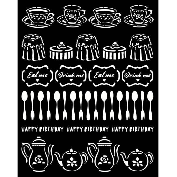 Imagen del stencil de Stamperia Alice dulces