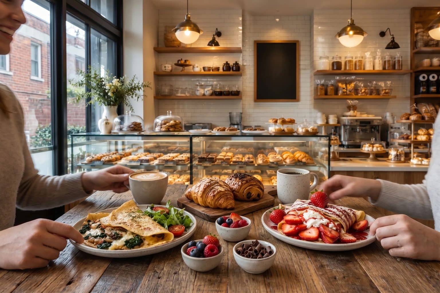 Delicious croissants, crepes, and fresh berries at Smutz Girls Bakery.