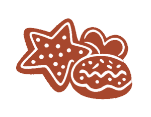 Decorative cookies from Smutz Girls Bakery with star and heart shapes.