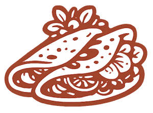 Illustration of tasty wraps with fresh ingredients for Smutz Girls Bakery.