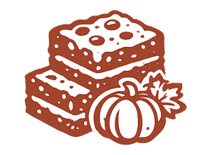 Pumpkin bars with cream cheese frosting and pumpkin decoration.