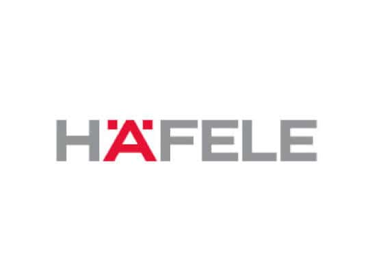 Häfele logo with red accents for hardware and home solutions.